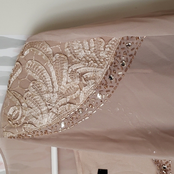 S.L. Fashions Plus Size Embellished Tiered Jacket Dress in Winter Ivory Size 14 - Picture 6 of 11